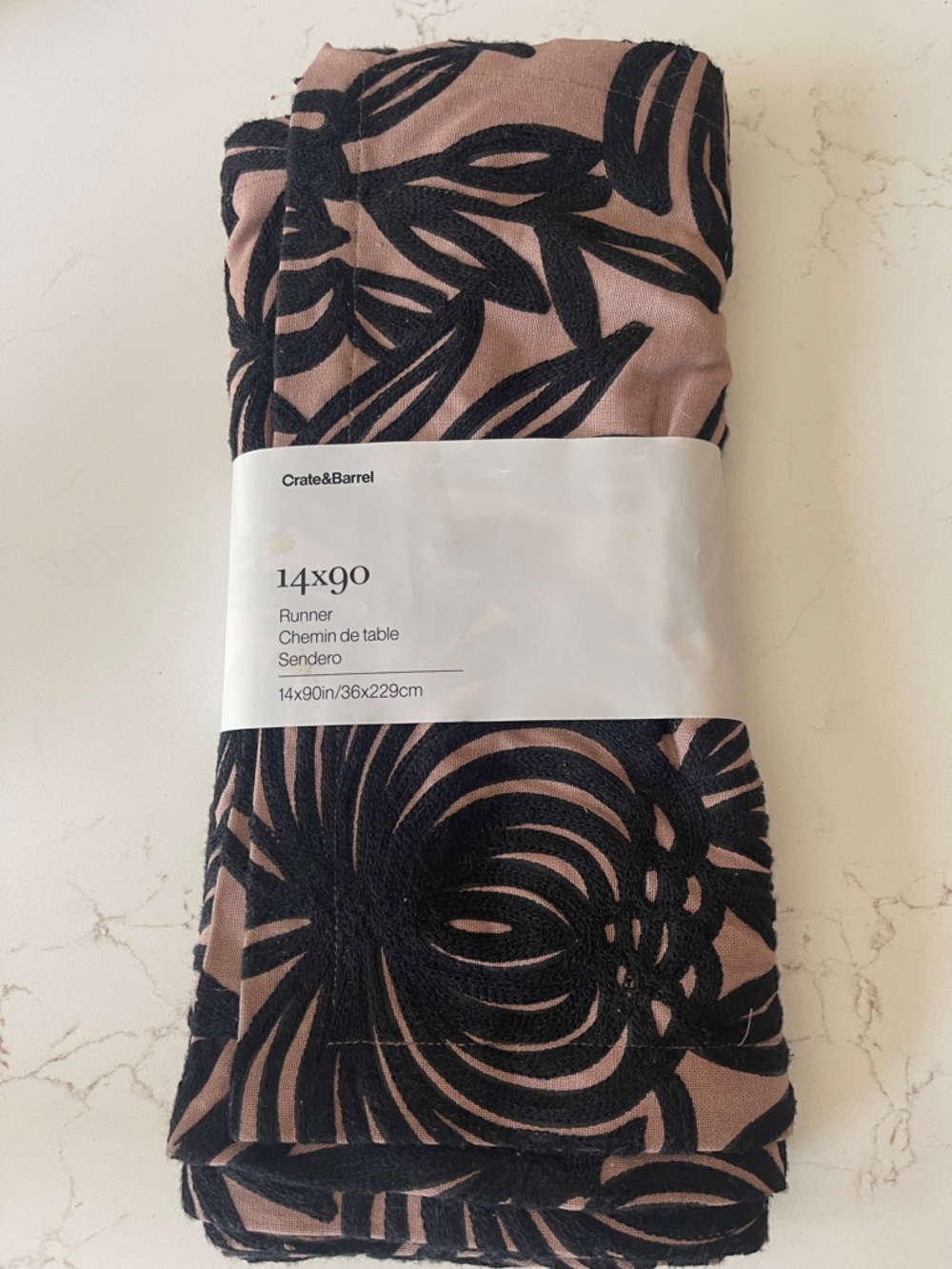 Crate&Barrel Tan and Black Table Runner